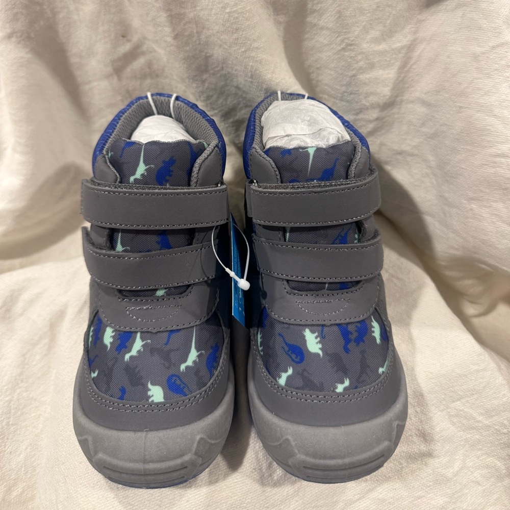 Stride rite 360 Velcro 9m toddler boy grey blue dinosaur prnt juniper Boots NWT